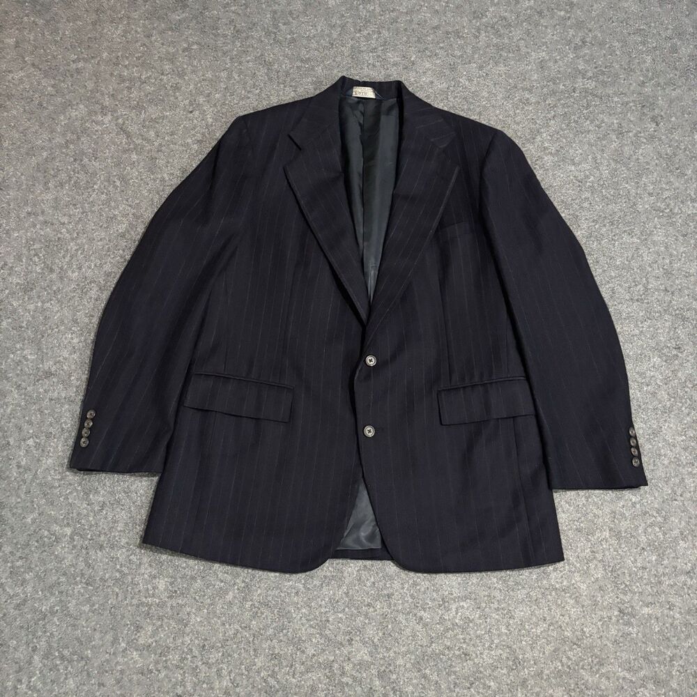Vintage Polo Ralph Lauren Blazer Fits Mens 42R Navy Blue Pinstripe USA